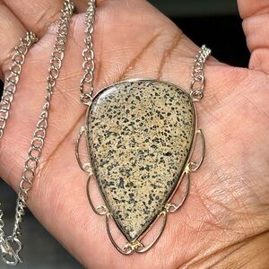 Beautiful Large Dalmatian Jasper Pendant Necklace 15” - 17”